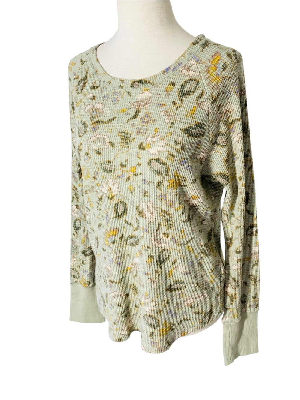 KNOX ROSE Floral Thermal Waffle Knit Top - Picture 3 of 6